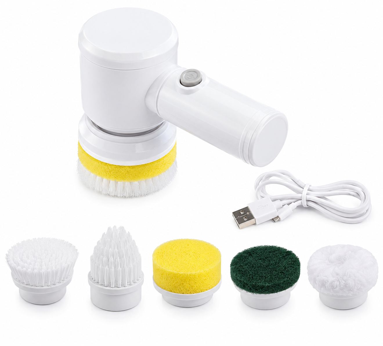 Portable Electric Cleaning Brush – Cordless Rechargeable Multi-Purpose Power Scrubber with 5 Interchangeable Brush Heads