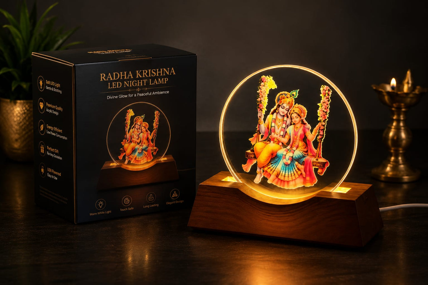 Illuminate Your Space with Divine Grace – Radha Krishna LED Night Lamp