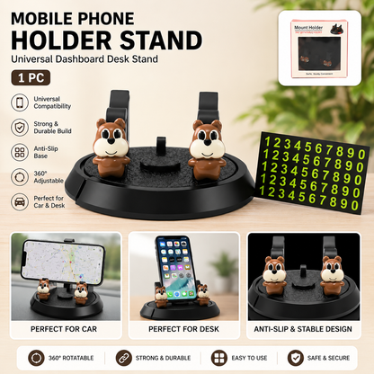360° Rotating Mobile Phone Holder Stand – Universal Dashboard &amp; Desk Phone Stand with Anti-Slip Base