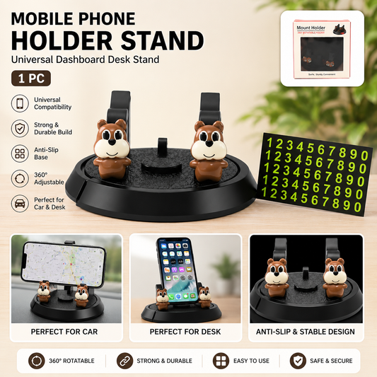 360° Rotating Mobile Phone Holder Stand – Universal Dashboard &amp; Desk Phone Stand with Anti-Slip Base
