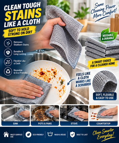 Tough Stain Killer Scrub Cloth – Destroy Grease & Grime with Less Effort!